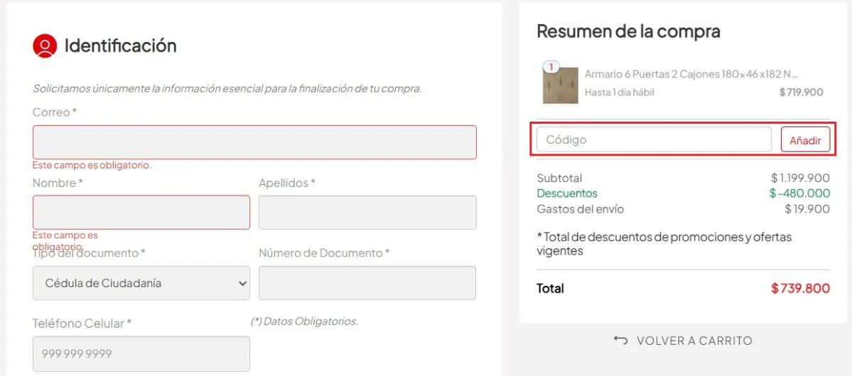 clic en el cupón