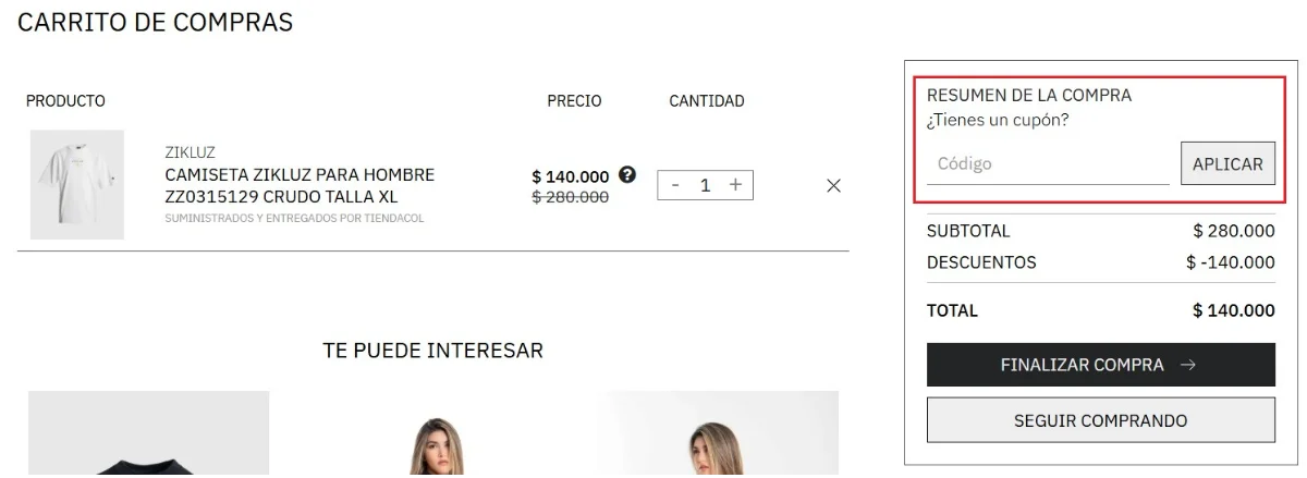 clic en el cupón